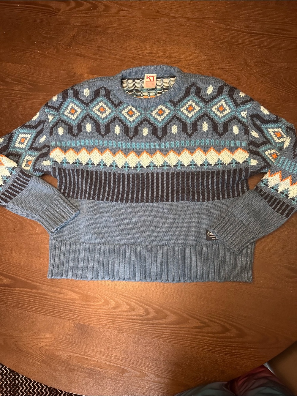Kari Traa Blue Fair Isle Crewneck Sweater